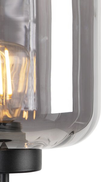Chytrá stojací lampa černá s kouřovým sklem vč. Wifi ST64 - Qara