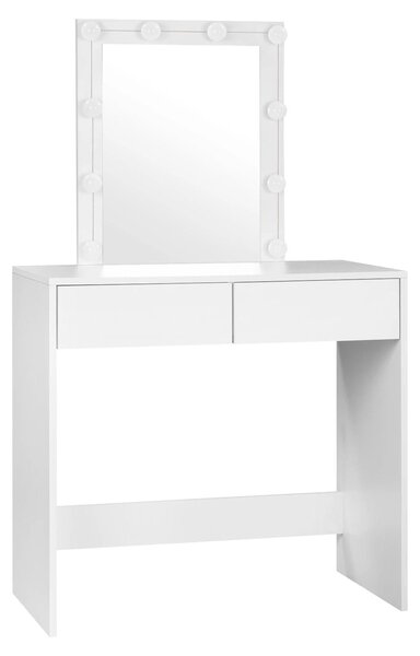 Kosmetický stolek se zrcadlem – pro líčení – vybavený 10 stmívatelnými LED lampami – rozměry 80x132,5x39,5 cm – s 2 zásuvkami