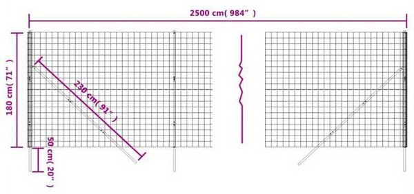 Plot z pozinkované ocelové drátěné sítě – výška 1,8 metru – Plot – Zahradní brána – Odolný proti korozi a snadná montáž