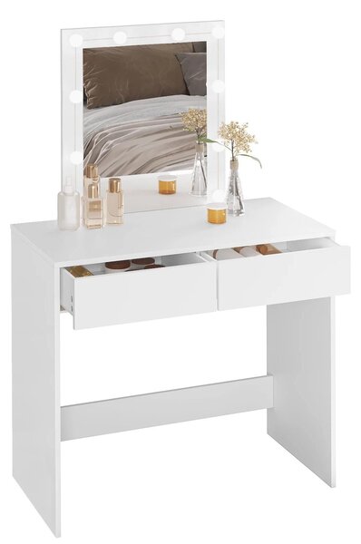 Kosmetický stolek se zrcadlem – pro líčení – vybavený 10 stmívatelnými LED lampami – rozměry 80x132,5x39,5 cm – s 2 zásuvkami