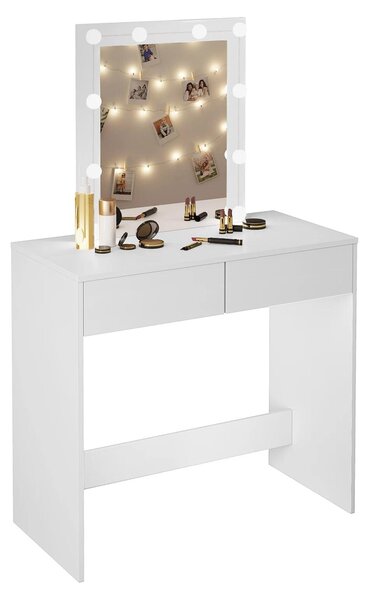 Kosmetický stolek se zrcadlem – pro líčení – vybavený 10 stmívatelnými LED lampami – rozměry 80x132,5x39,5 cm – s 2 zásuvkami