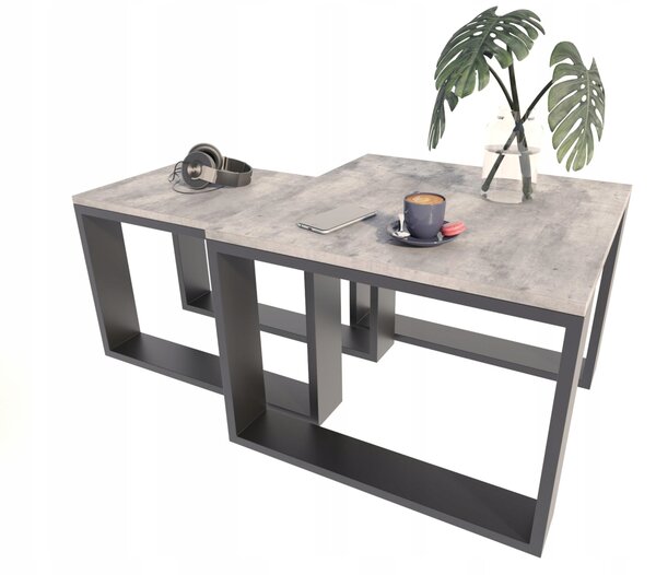 Konferenční stolek Matkam čtvercový 60 x 60 x 43,3 cm beton, černý