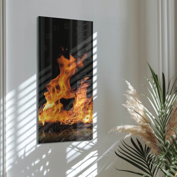 Skleněné hodiny vertikální Oheň zsppc-30x60-00176645