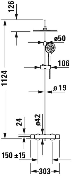 Duravit Shower Systems sprchová sada na stěnu s termostatem chrom TH4282008010