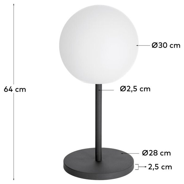 Bílá plastová stolní LED lampa Kave Home Dinesh s černou podnoží