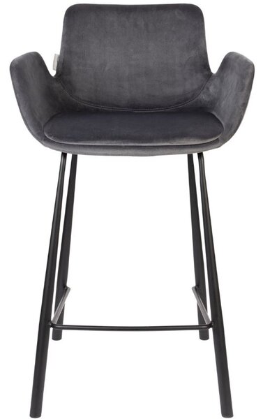 Tmavě šedá sametová barová židle ZUIVER BRIT 67,5 cm