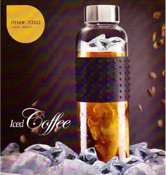 ASOBU skleněná láhev Ice Tea&Ice Coffee IT2GO s infuserem žlutá 400ml