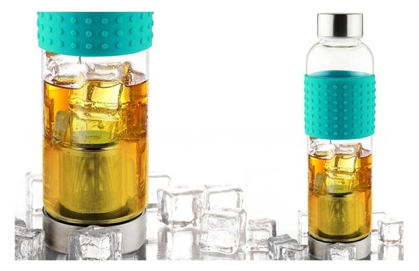 ASOBU skleněná láhev Ice Tea&Ice Coffee IT2GO s infuserem černá 400ml
