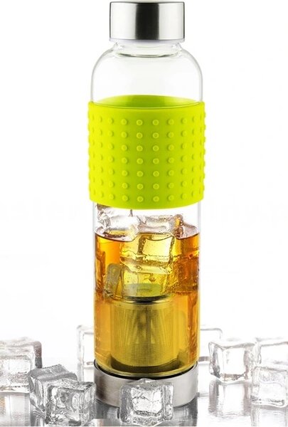 ASOBU skleněná láhev Ice Tea&Ice Coffee IT2GO s infuserem žlutá 400ml