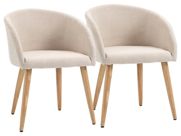 Jídelní židle - křeslo s opěradlem ve tvaru sedáku - židle - designová židle - nábytek - sada 2 béžových skandinávských jídelních židlí