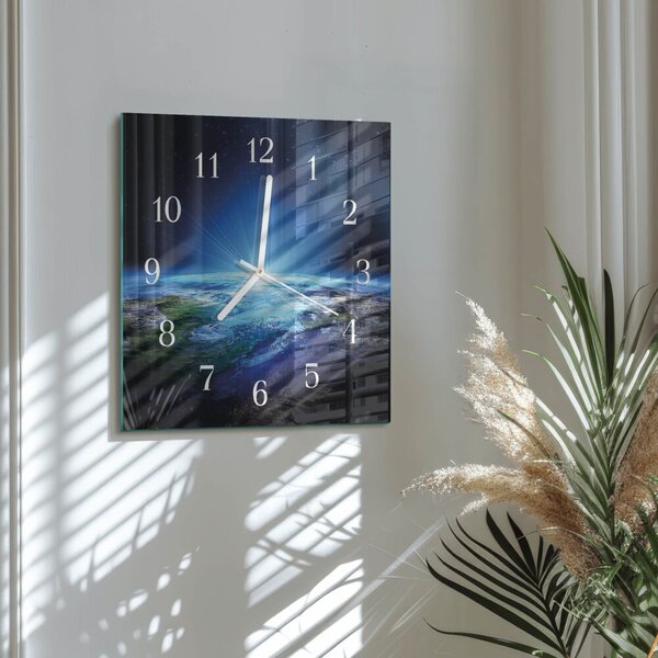 Skleněné hodiny Vesmír Země zskb-30x30-00057812