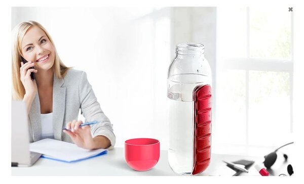 ASOBU multifunkční týdenní dávkovací láhev Pill Organizer žlutá 600ml