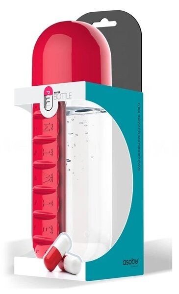 ASOBU multifunkční týdenní dávkovací láhev Pill Organizer žlutá 600ml