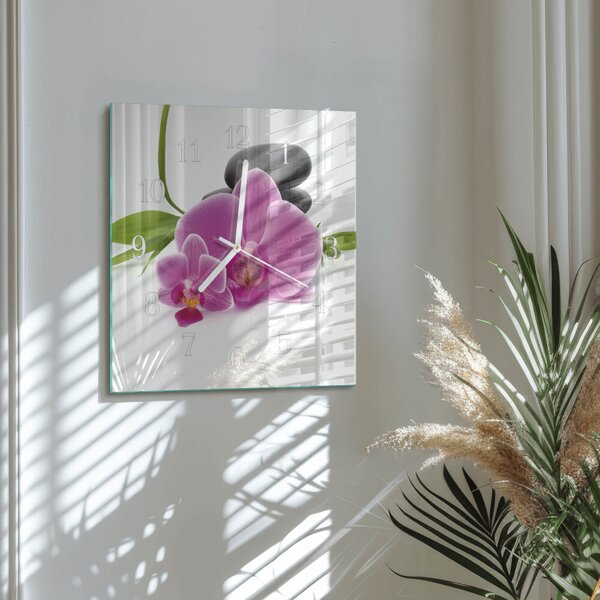 Skleněné hodiny Orchidej zskb-30x30-00082563