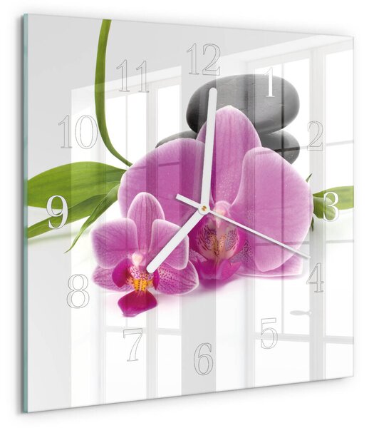 Skleněné hodiny Orchidej zskb-30x30-00082563