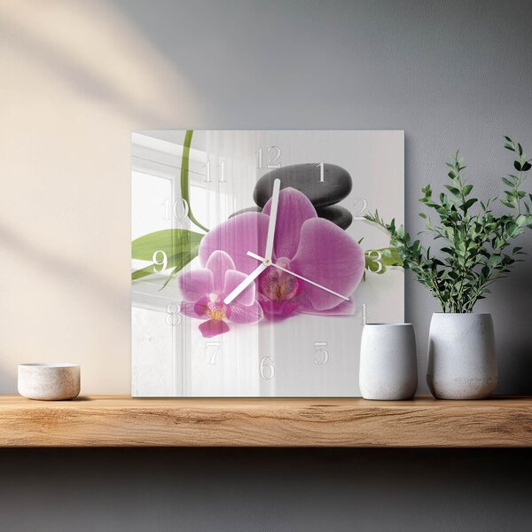 Skleněné hodiny Orchidej zskb-30x30-00082563