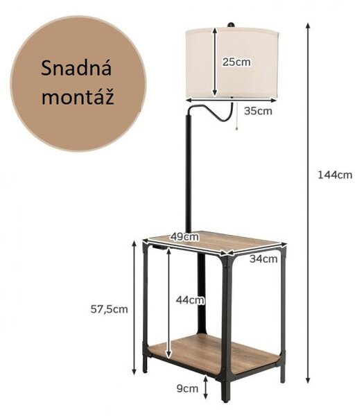 Odkládací stolek se stolní lampou, hnědý EU10011DE