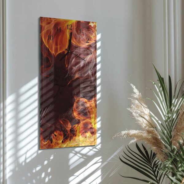 Skleněné hodiny vertikální Květy ohně zsppc-30x60-00172053