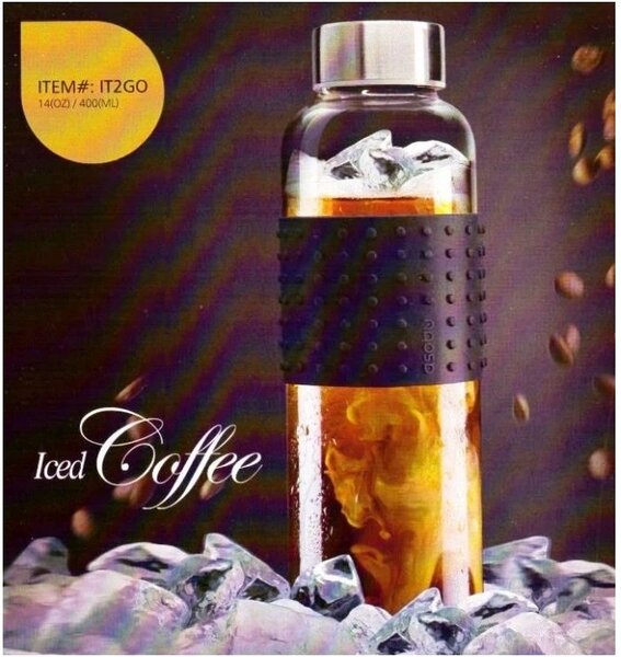 ASOBU skleněná láhev Ice Tea&Ice Coffee IT2GO s infuserem černá 400ml