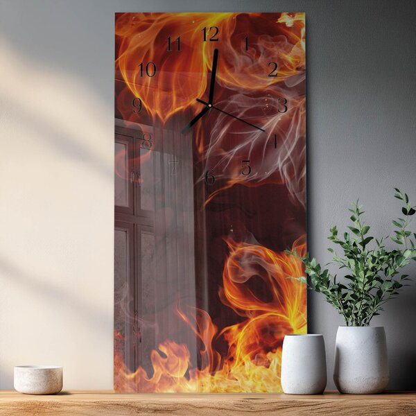 Skleněné hodiny vertikální Květy ohně zsppc-30x60-00172053