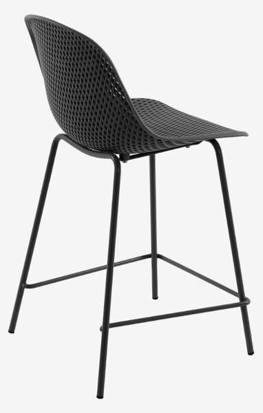 Kave Home Tmavě šedá plastová barová židle Quinby 65 cm