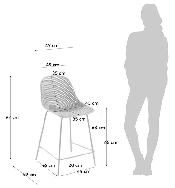 Bílá plastová barová židle Kave Home Quinby 65 cm
