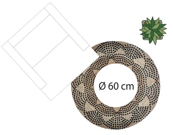 Koberec Ivy, (fi) 120 cm, béžová/černá
