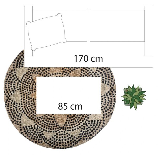 Koberec Ivy, (fi) 120 cm, béžová/černá