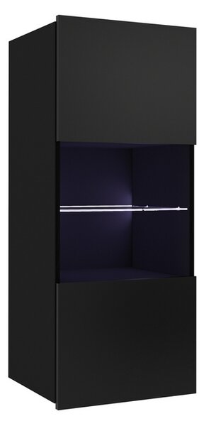 Závěsná vitrína CALABRINI, 45x117x32, černá/černý lesk