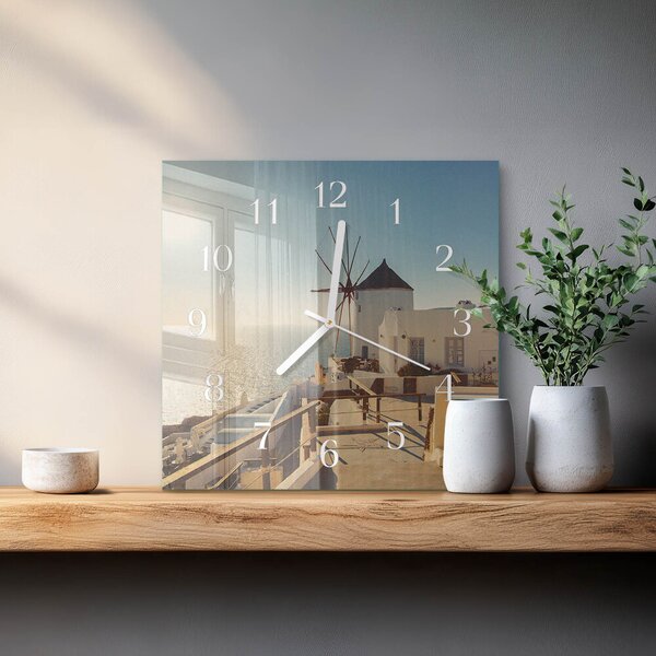 Skleněné hodiny Santorini zskb-30x30-00086782