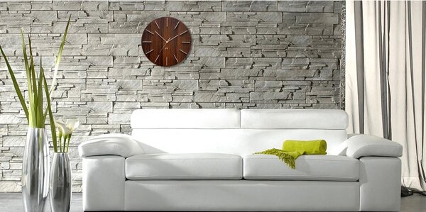 Designové nástěnné hodiny Future Time FT2010WE Round dark natural brown 40cm