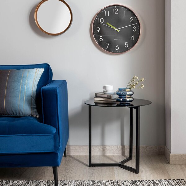 Černý skleněný kulatý odkládací stolek Kave Home Raeam 50 cm