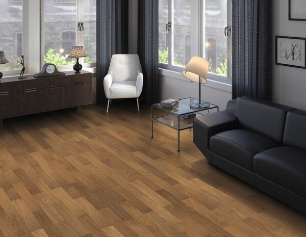 Dřevěná podlaha HARO, dub povrchově kouřený Invisible Trend, vzor parketa Allegro