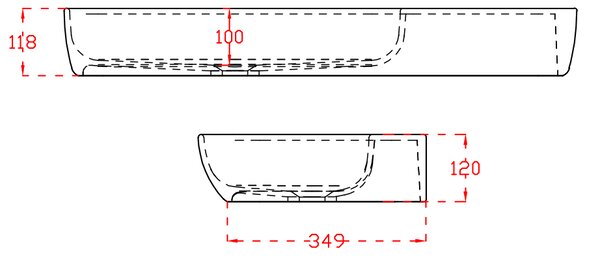 Umyvadlo TWG202 nástěnné i na desku - minerální odlitek - 90 x 40 x 12 - bílá matná
