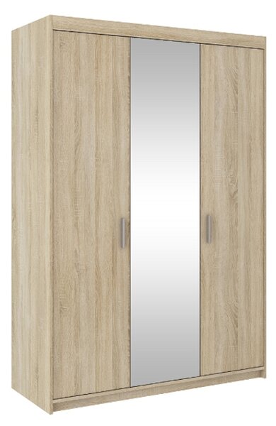 Šatní skříň ELLENA 3D + zrcadlo, 190x133x53, dub sonoma