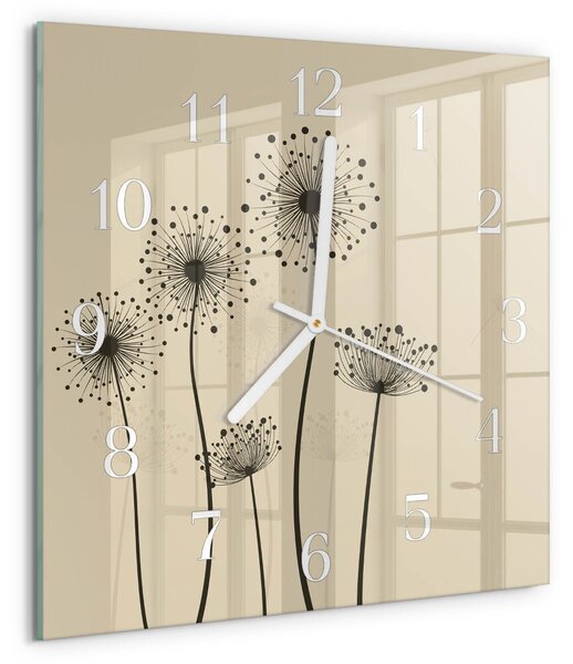 Skleněné hodiny Květiny zskb-30x30-00084157