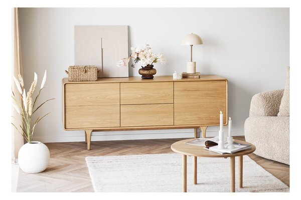 Kulatý konferenční stolek z dubového dřeva v přírodní barvě ø 70 cm Jena – House Nordic