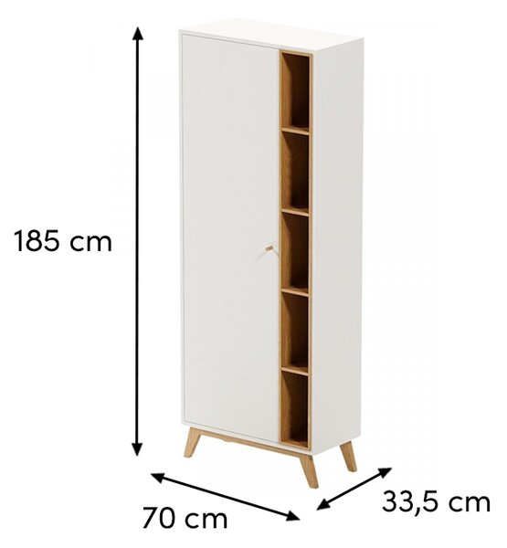 ARBYD Bílá skříňka s policemi Thia 185 x 70 cm