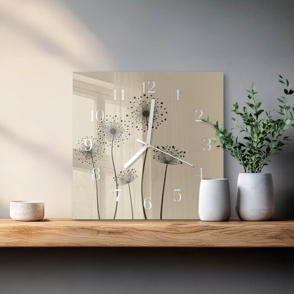 Skleněné hodiny Květiny zskb-30x30-00084157