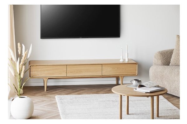 Kulatý konferenční stolek z dubového dřeva v přírodní barvě ø 70 cm Jena – House Nordic