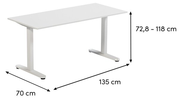 ARBYD Bílý výškově nastavitelný pracovní stůl Thia 140 x 80 cm