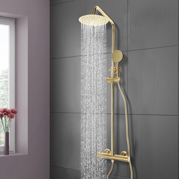 Sprcha - Sprchová hlavice - Ruční sprcha - Sprchový set - Termostatická baterie - Design "Golden Round"