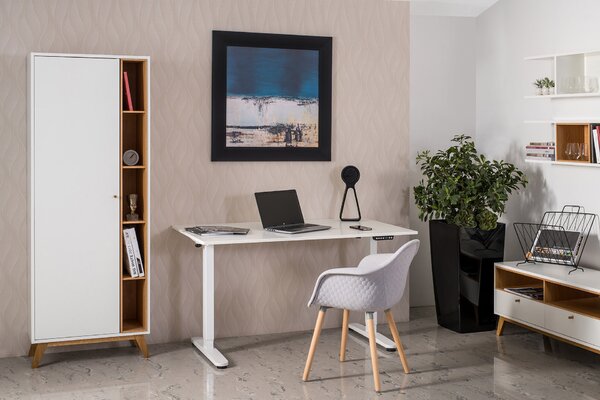 ARBYD Bílý výškově nastavitelný pracovní stůl Thia 140 x 80 cm
