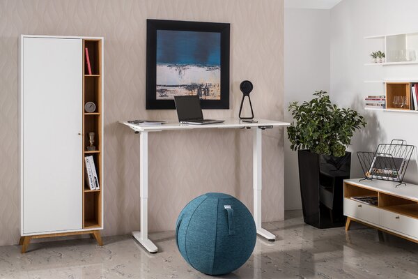ARBYD Bílý výškově nastavitelný pracovní stůl Thia 140 x 80 cm