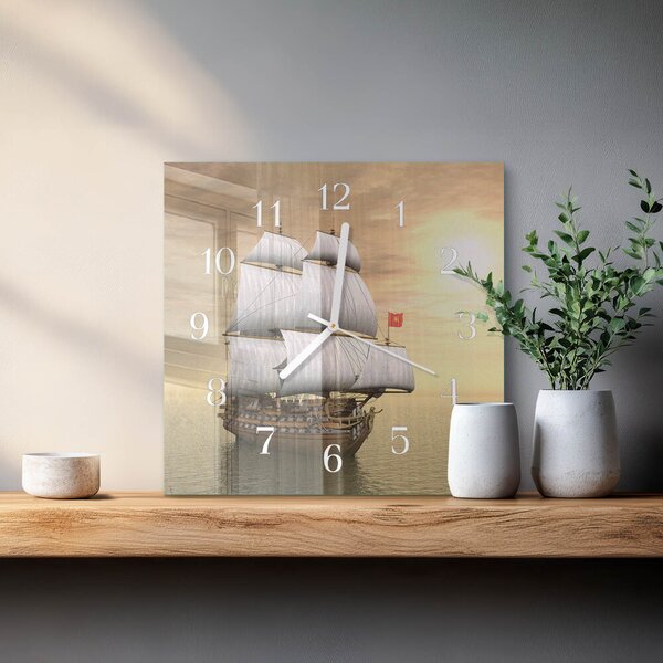 Skleněné hodiny Loď zskb-30x30-00079352