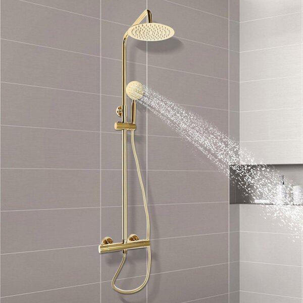 Sprcha - Sprchová hlavice - Ruční sprcha - Sprchový set - Termostatická baterie - Design "Golden Round"