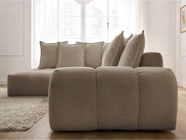 Taupe žinylková rozkládací/s úložným prostorem rohová pohovka (levý roh/do L) Everest – Bobochic Paris