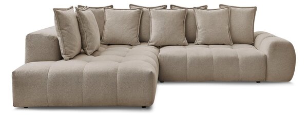 Taupe žinylková rozkládací/s úložným prostorem rohová pohovka (levý roh/do L) Everest – Bobochic Paris