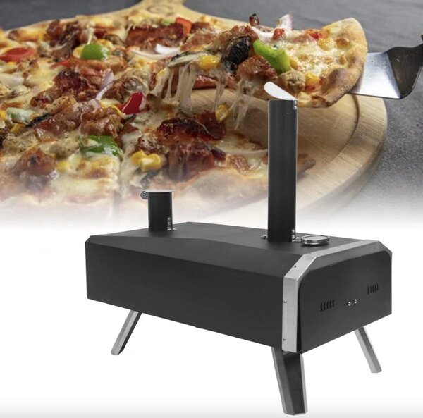 Pizzaoven – Pec na dřevo – Venkovní – Venkovní kuchyně – Venkovní pec – Na dřevo – Nerezová ocel – Černá