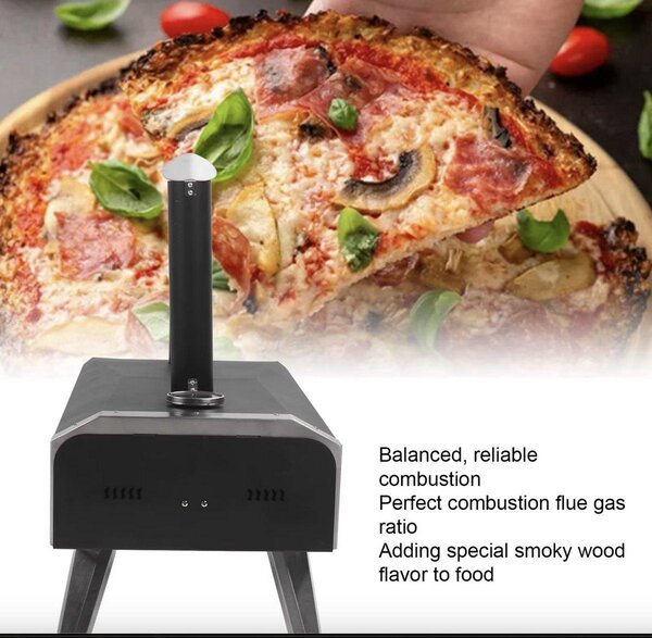 Pizzaoven – Pec na dřevo – Venkovní – Venkovní kuchyně – Venkovní pec – Na dřevo – Nerezová ocel – Černá